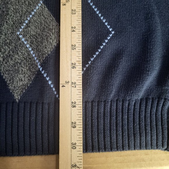 VTG Alexander Julian Colours XLT Mens Argyle Sweater Navy Blue Gray Cotton - Picture 5 of 7